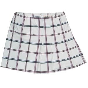 Tory Sport Plaid Golf Skort Womens Lg White Multicolor Pleated Pickle ball Flaw